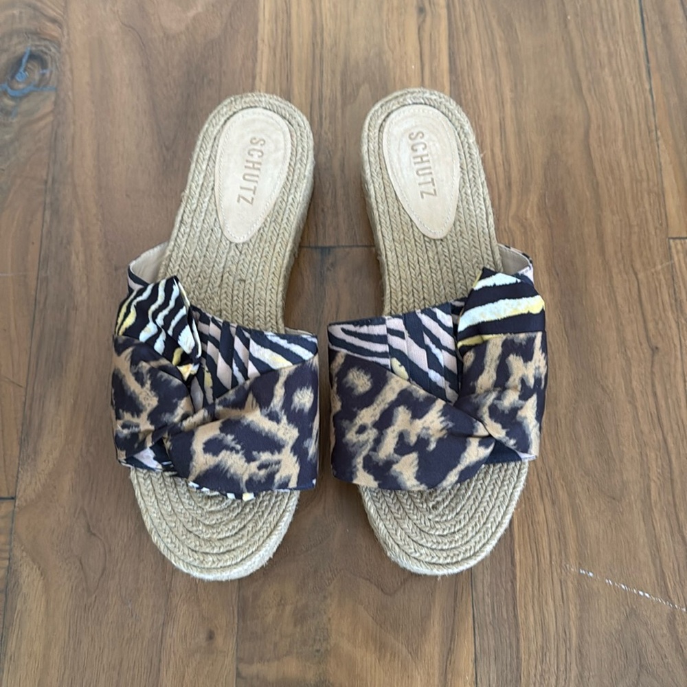 SCHUTZ Platform Sandals Leopard Zebra Print